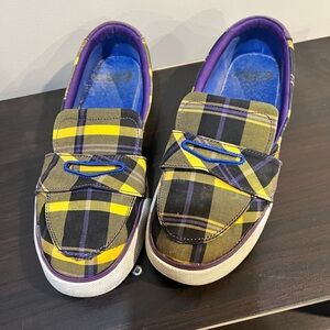 Nike Checkered Sneakers with Yellow and Purple Accents